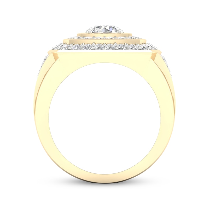 Main Image 4 of Men's KAY Lab-Grown Diamonds Signet Ring 2-1/2 ct tw 10K Yellow Gold