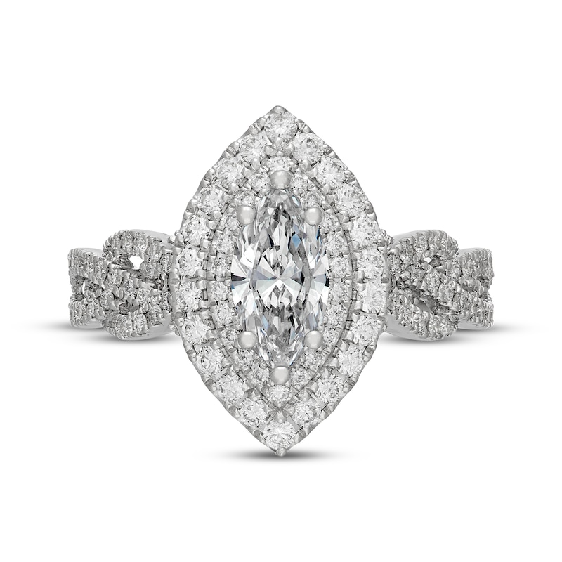 Main Image 3 of Neil Lane Artistry Heritage Marquise-Cut Lab-Grown Diamond Double Halo Engagement Ring 1-5/8 ct tw 14K White Gold