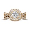 Thumbnail Image 3 of Neil Lane Artistry Round-Cut Lab-Grown Diamond Round-Cut Double Halo Bridal Set 1-1/2 ct tw 14K Yellow Gold