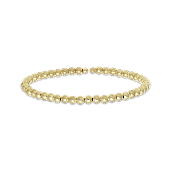 Beaded Cuff Flex Bangle Bracelet 10K Yellow Gold & Titanium