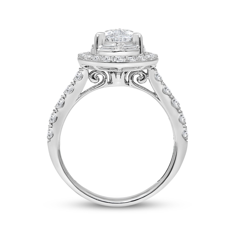 Main Image 2 of Lab-Grown Diamonds Pear-Shaped Double Halo Engagement Ring 2 ct tw 14K White Gold