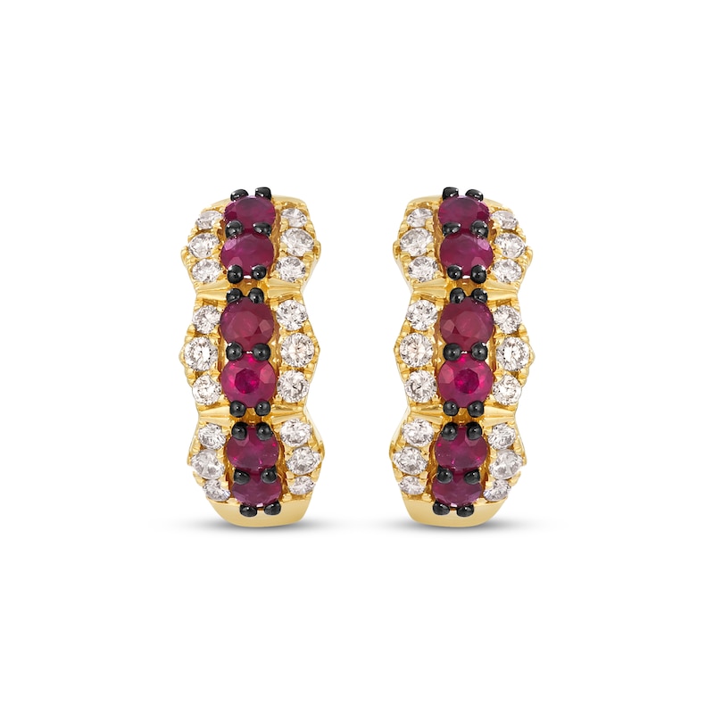 Main Image 2 of Le Vian Ruby Hoop Earrings 1/2 ct tw Diamonds 14K Honey Gold