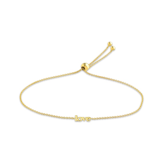"Love" Bolo Bracelet 14K Yellow Gold