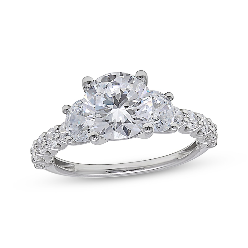 Main Image 1 of Lab-Grown Diamonds Round-Cut Three-Stone Engagement Ring 3-1/2 ct tw 14K White Gold