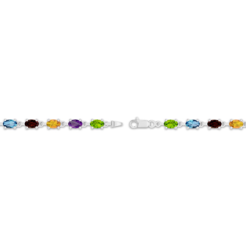 Main Image 3 of Oval-Cut Garnet, Citrine, Amethyst, Peridot & Swiss Blue Topaz Bracelet Sterling Silver 7.25&quot;