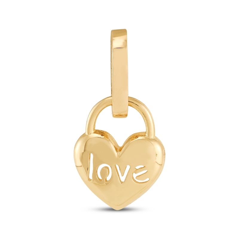 Main Image 1 of Charmed Memories &quot;Love&quot; Cutout Heart Lock Charm 10K Yellow Gold