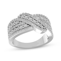 Diamond Crossover Multi-Row Fashion Ring 1/8 ct tw Sterling Silver