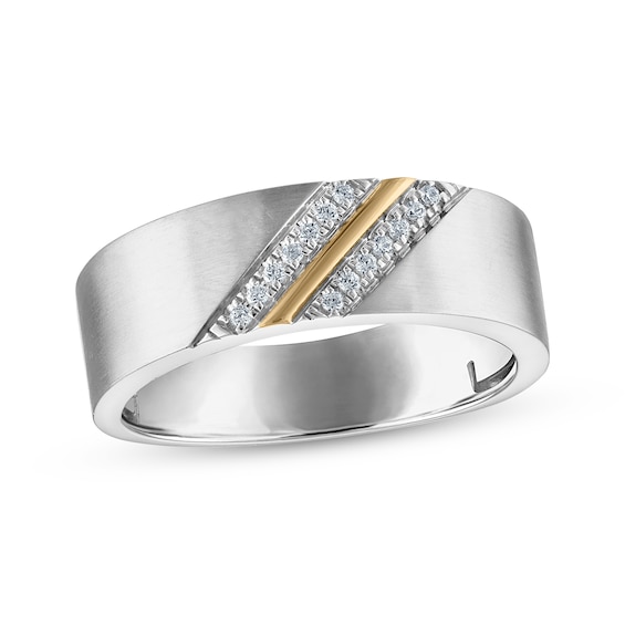 Now + Forever Men's Diamond Wedding Band 1/10 ct tw 10K Two-Tone Gold