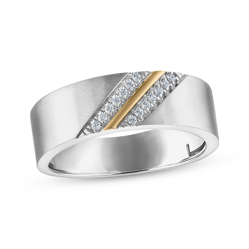 Main Image 1 of Now + Forever Men's Diamond Wedding Band 1/10 ct tw 10K Two-Tone Gold