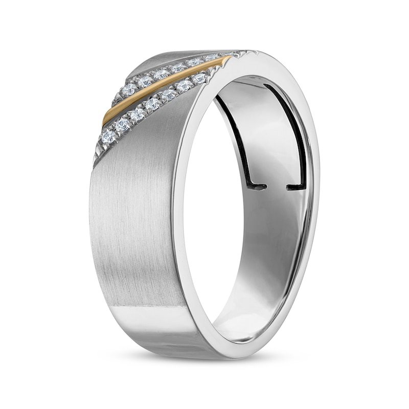 Main Image 2 of Now + Forever Men's Diamond Wedding Band 1/10 ct tw 10K Two-Tone Gold