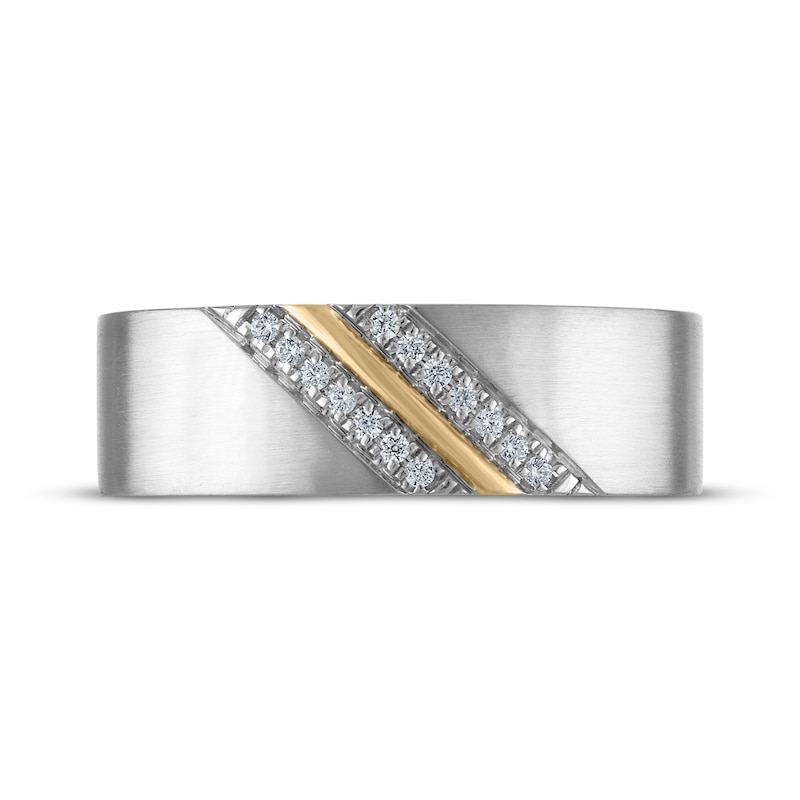 Main Image 3 of Now + Forever Men's Diamond Wedding Band 1/10 ct tw 10K Two-Tone Gold