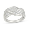 Thumbnail Image 1 of Baguette & Round-Cut Diamond Multi-Row Crossover Ring 1/3 ct tw Sterling Silver