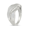 Thumbnail Image 2 of Baguette & Round-Cut Diamond Multi-Row Crossover Ring 1/3 ct tw Sterling Silver