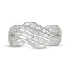 Thumbnail Image 4 of Baguette & Round-Cut Diamond Multi-Row Crossover Ring 1/3 ct tw Sterling Silver