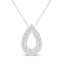 Diamond Two-Row Teardrop Necklace 1/2 ct tw 10K White Gold 18"