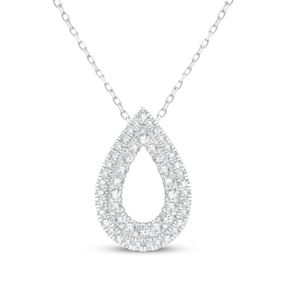 Diamond Two-Row Teardrop Necklace 1/2 ct tw 10K White Gold 18"