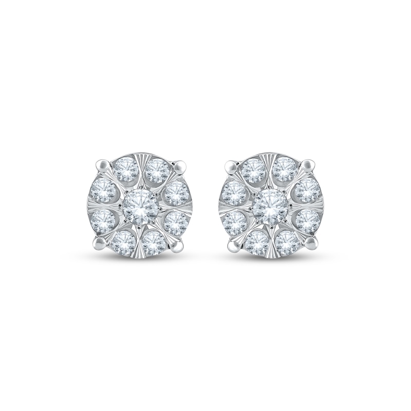 Main Image 2 of Multi-Diamond Stud Earrings 1/2 ct tw 10K White Gold