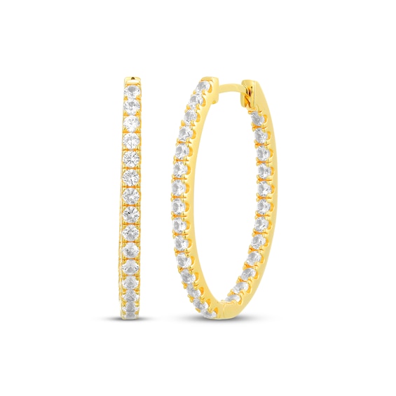 White Lab-Created Sapphire Inside-Out Hoop Earrings 18K Yellow Gold-Plated Sterling Silver