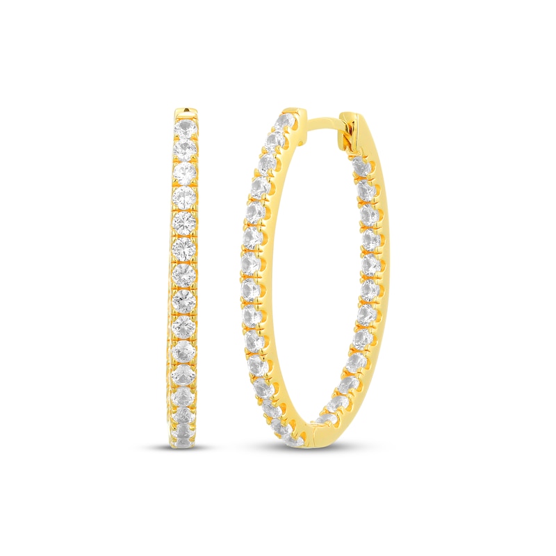 Main Image 1 of White Lab-Created Sapphire Inside-Out Hoop Earrings 18K Yellow Gold-Plated Sterling Silver