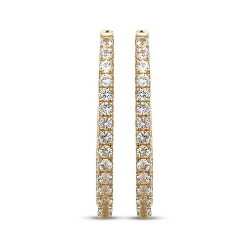 Main Image 2 of White Lab-Created Sapphire Inside-Out Hoop Earrings 18K Yellow Gold-Plated Sterling Silver