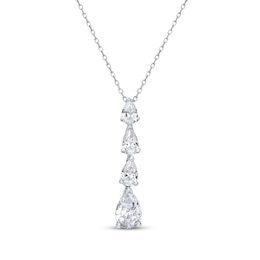 Pear-Shaped Diamond Four-Stone Drop Necklace 1 ct tw 14K White Gold 18"