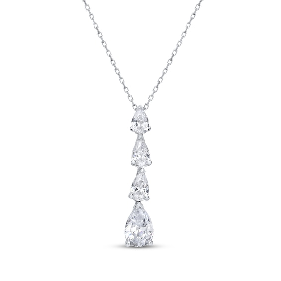 Pear-Shaped Diamond Four-Stone Drop Necklace 1 ct tw 14K White Gold 18"