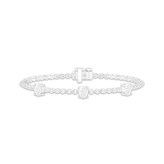 Oval-Cut Diamond Station Bracelet 2 ct tw 14K White Gold 7"