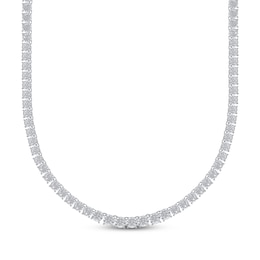 Multi-Diamond Tennis Necklace 1 ct tw Sterling Silver 17"