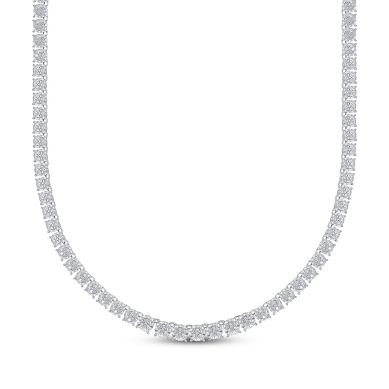Multi-Diamond Tennis Necklace 1 ct tw Sterling Silver 17"