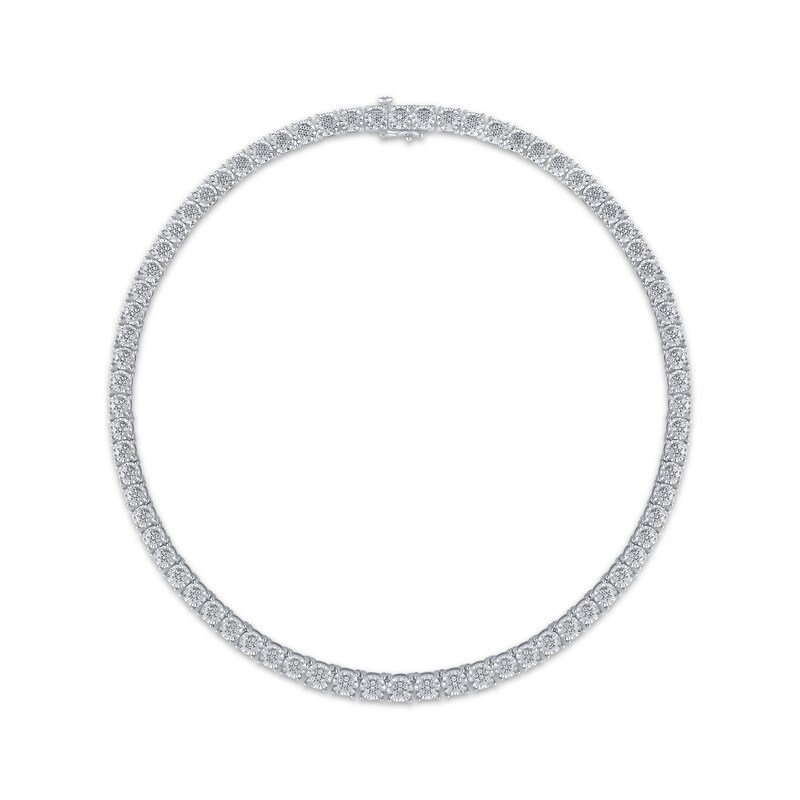 Main Image 2 of Multi-Diamond Tennis Necklace 1 ct tw Sterling Silver 17&quot;