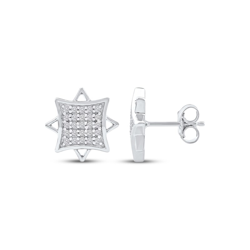 Main Image 3 of Multi-Diamond Eight-Point Star Stud Earrings 1/4 ct tw 10K White Gold