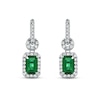 Thumbnail Image 2 of Emerald Dangle Earrings 1/6 ct tw Diamonds 10K White Gold