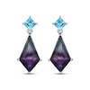 Thumbnail Image 2 of Kite-Shaped Fluorite & Square-Cut Swiss Blue Topaz Dangle Earrings Sterling Silver