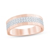 Thumbnail Image 1 of Now + Forever Men's Diamond Two-Row Sandblasted Wedding Band 1/2 ct tw 10K Rose Gold