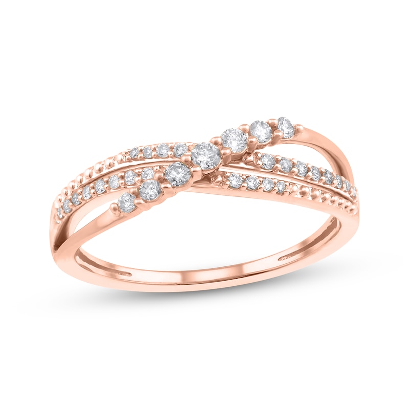 Main Image 1 of Diamond Three-Row Crossover Ring 1/4 ct tw 10K Rose Gold