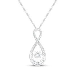 Unstoppable Love Round & Baguette-Cut Diamond Infinity Necklace 1/2 ct tw 10K White Gold 19"