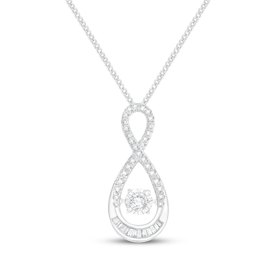 Unstoppable Love Round & Baguette-Cut Diamond Infinity Necklace 1/2 ct tw 10K White Gold 19"
