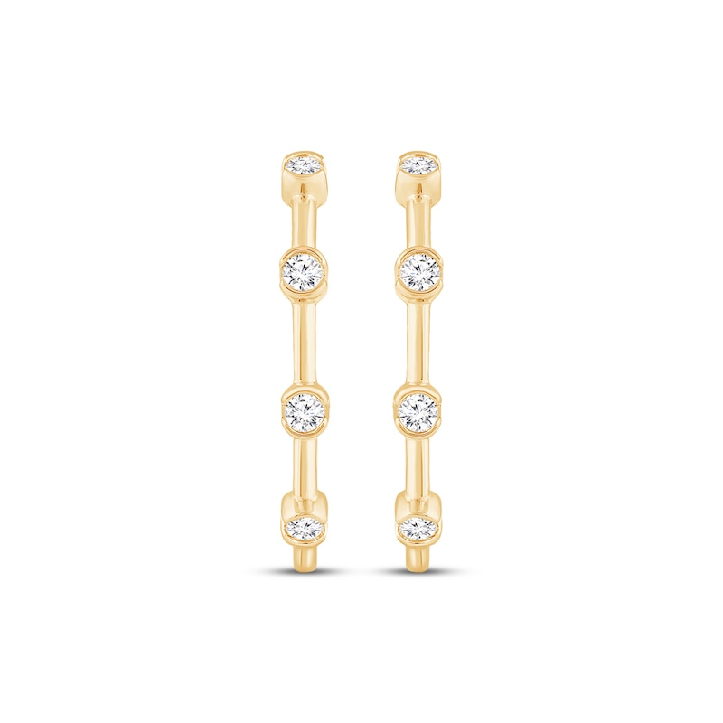Main Image 2 of Diamond Station Hoop Earrings 1/3 ct tw 10K Yellow Gold