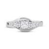 Thumbnail Image 3 of Memories Moments Magic Princess & Round-Cut Diamond Three-Stone Engagement Ring 3/4 ct tw 14K White Gold