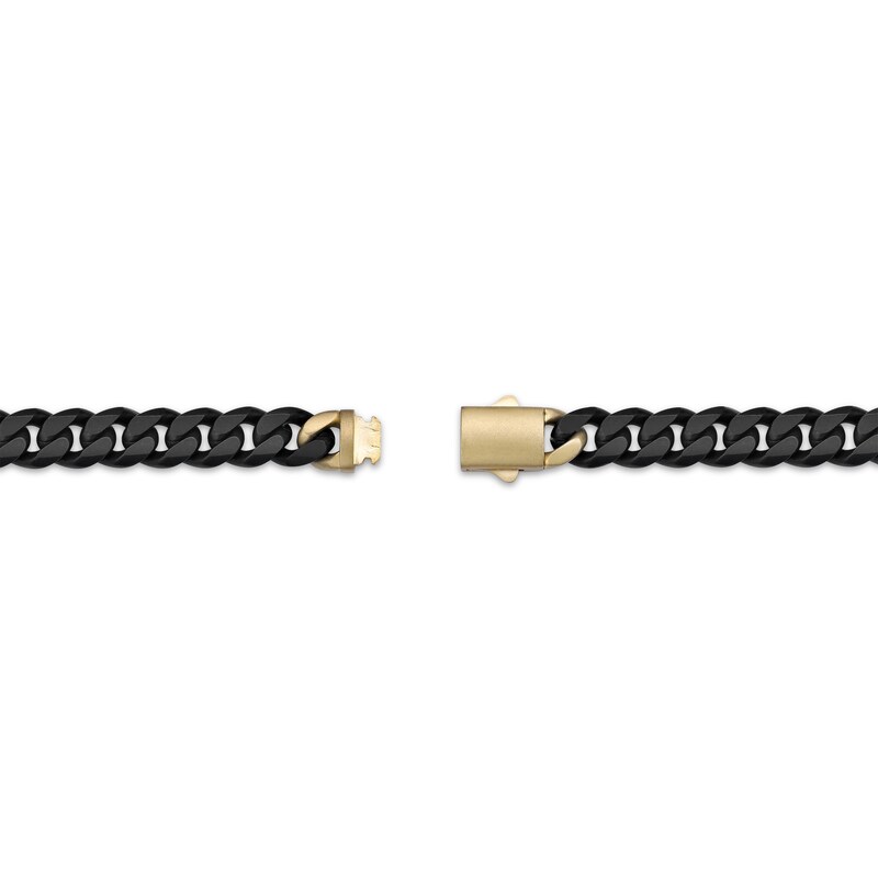 Main Image 3 of Curb Chain & Mariner Link Station Necklace 8mm Black & Yellow Ion-Plated Solid Stainless Steel 22&quot;