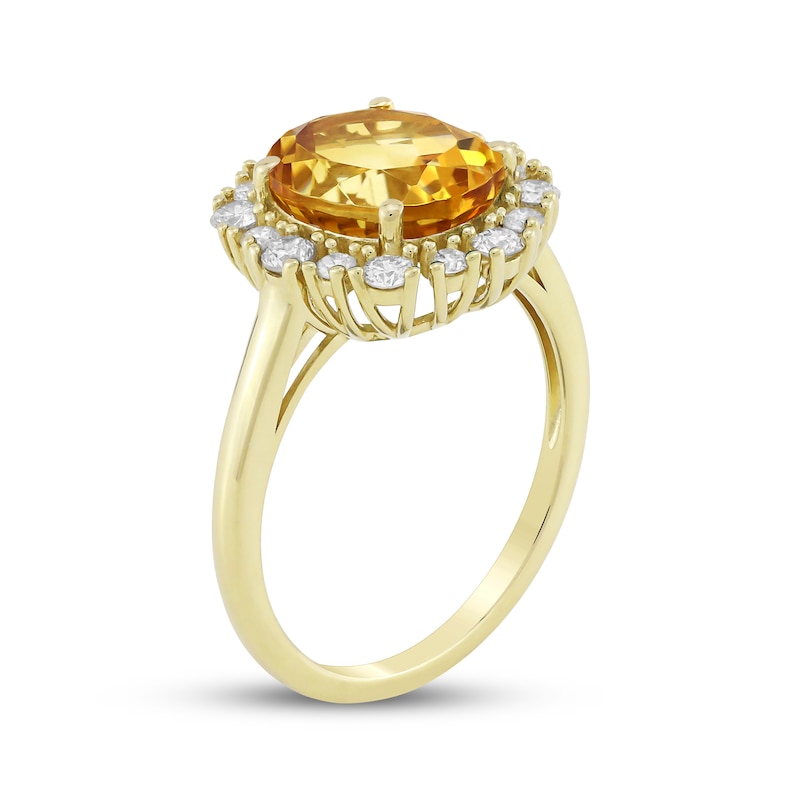 Main Image 2 of Oval-Cut Citrine & Diamond Halo Ring 3/8 ct tw 10K Yellow Gold