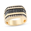 Thumbnail Image 1 of Men's Black & Brown Diamond Multi-Row Angled Ring 1-1/2 ct tw 10K Yellow Gold