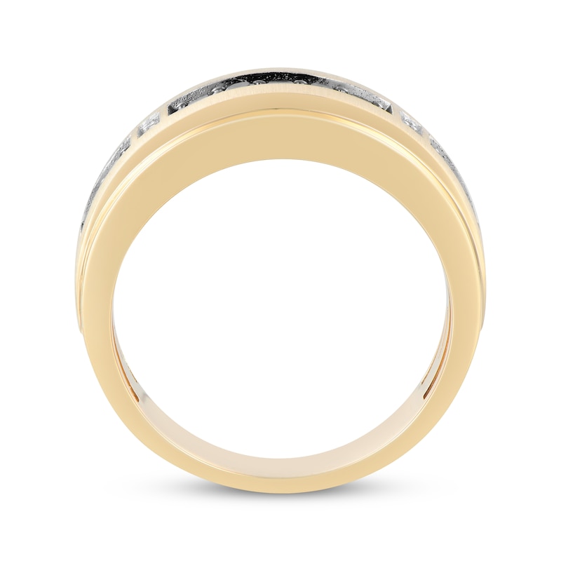 Main Image 3 of Now + Forever Men's Black & White Diamond Wedding Band 3/8 ct tw 10K Yellow Gold
