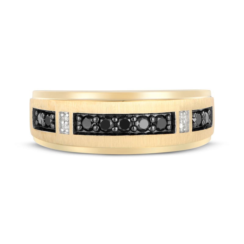 Main Image 4 of Now + Forever Men's Black & White Diamond Wedding Band 3/8 ct tw 10K Yellow Gold