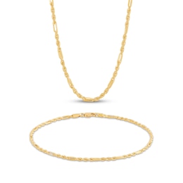 Men's 1.85mm Rope Chain Necklace & Bracelet Gift Set Solid 10K Yellow Gold
