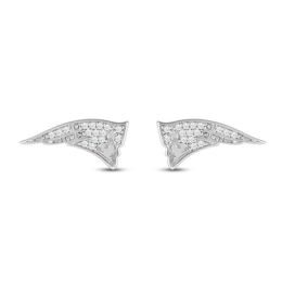 True Fans New England Patriots 1/15 ct tw Diamond Logo Stud Earrings Sterling Silver