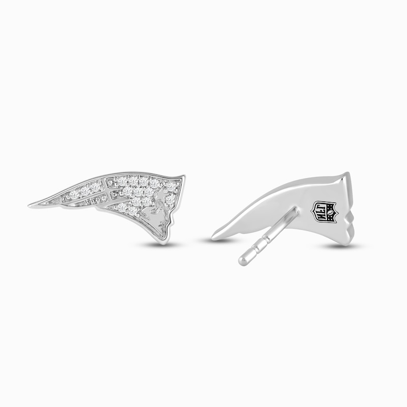 Main Image 2 of True Fans New England Patriots 1/15 ct tw Diamond Logo Stud Earrings Sterling Silver