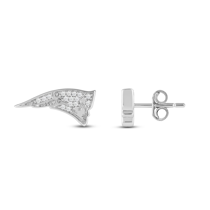 Main Image 3 of True Fans New England Patriots 1/15 ct tw Diamond Logo Stud Earrings Sterling Silver