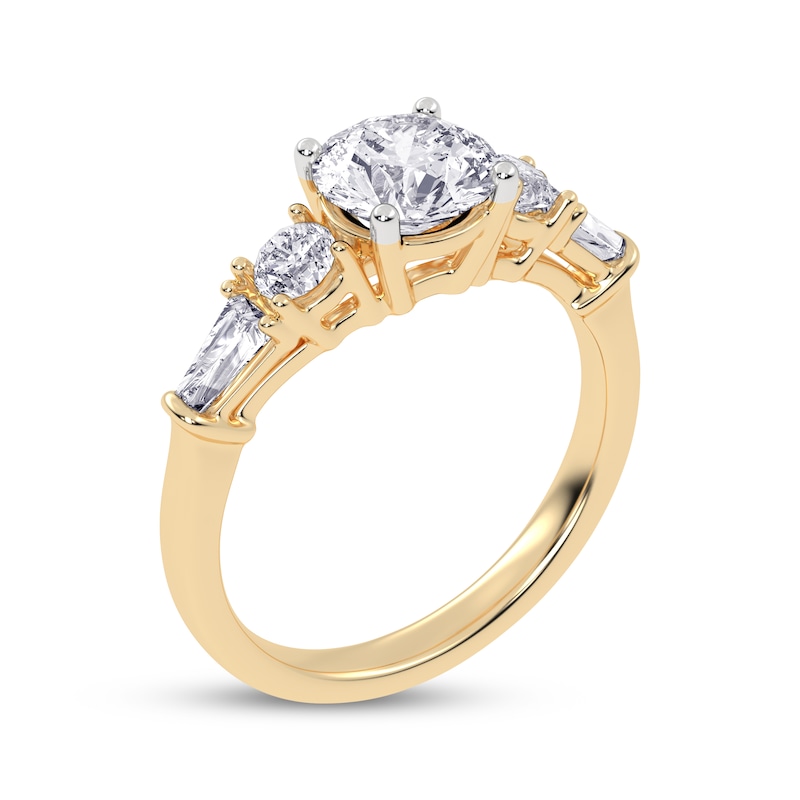 Main Image 2 of Now + Forever Round & Baguette-Cut Lab-Grown Diamond Engagement Ring 1-1/2 ct tw 14K Yellow Gold