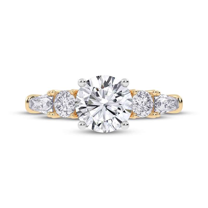 Main Image 3 of Now + Forever Round & Baguette-Cut Lab-Grown Diamond Engagement Ring 1-1/2 ct tw 14K Yellow Gold